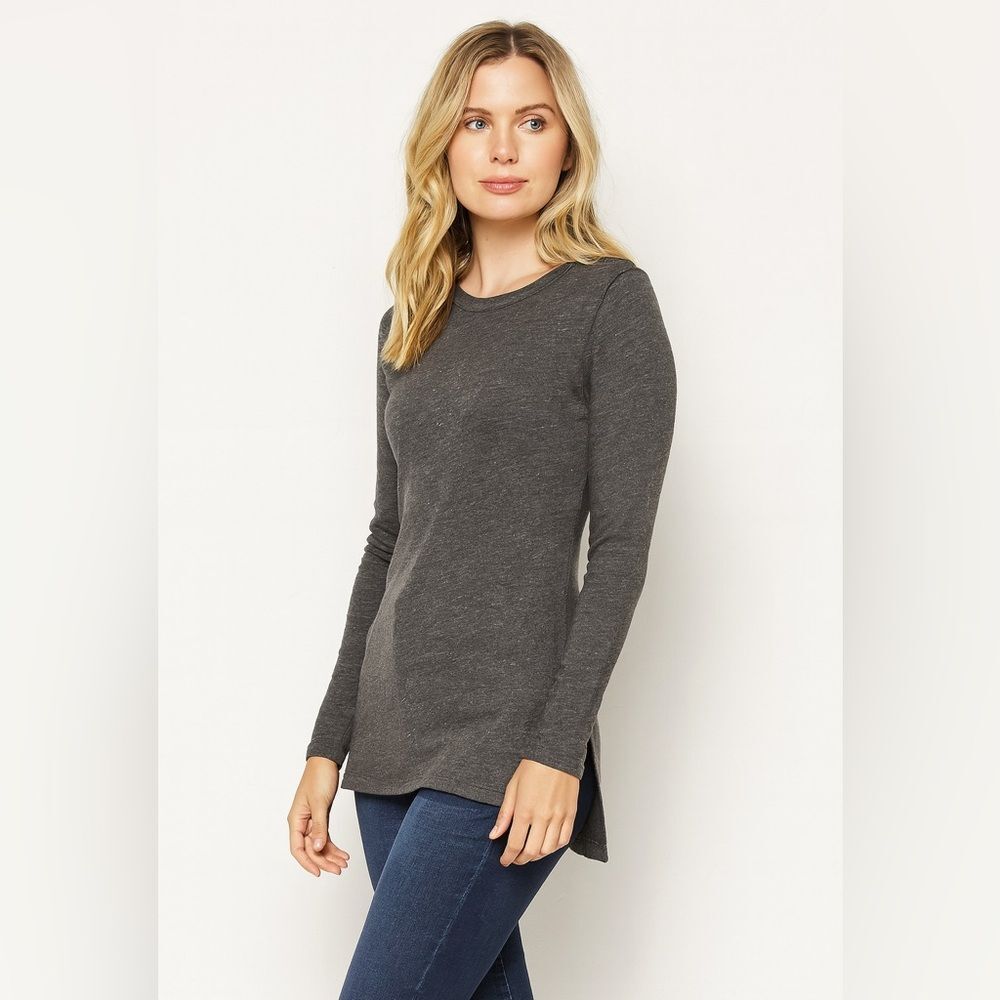 J. Crew Gray Long‎ Line Side Slit Long Sleeve Blouse, XXS